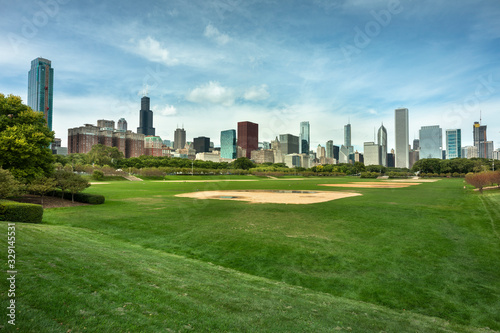 City view from Grant Park Chicago