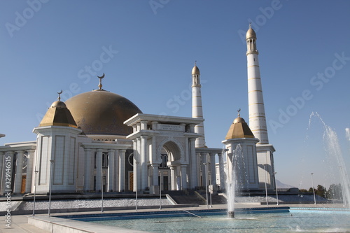 View of the Grand Mosque, Ashgabat, Turkmenistan