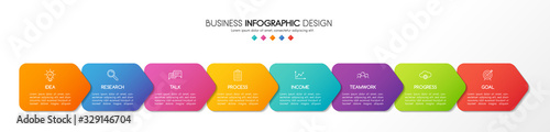 Diagram with business icons and 8 steps. Infograph design. Vector photo