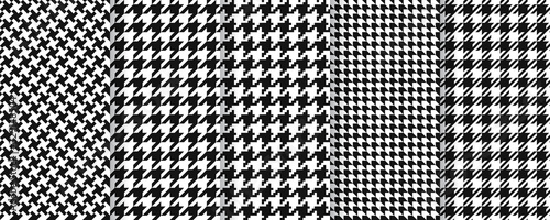 Houndstooth seamless pattern. Vector. Plaid tweed background. Geometric black white fabric with hound tooth. Vintage checkered texture. Abstract woven dogtooth print 80s. Vogue pixel illustration. photo