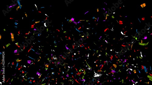 Confetti Explodes from Right . 3 in 1 - Gold , Multicolor and Silver Confetti Explosions - with Alpha Channel . 4K UltraHD
