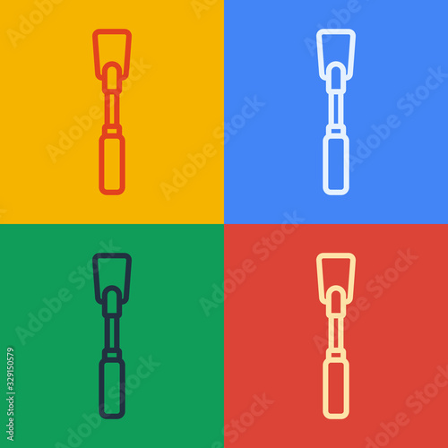 Pop art line Leather whip icon isolated on color background. Fetish accessory. Sex toy for adult. Vector Illustration