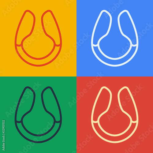 Pop art line Dildo vibrator for sex games icon isolated on color background. Sex toy for adult. Vaginal exercise machines for intimate. Vector Illustration