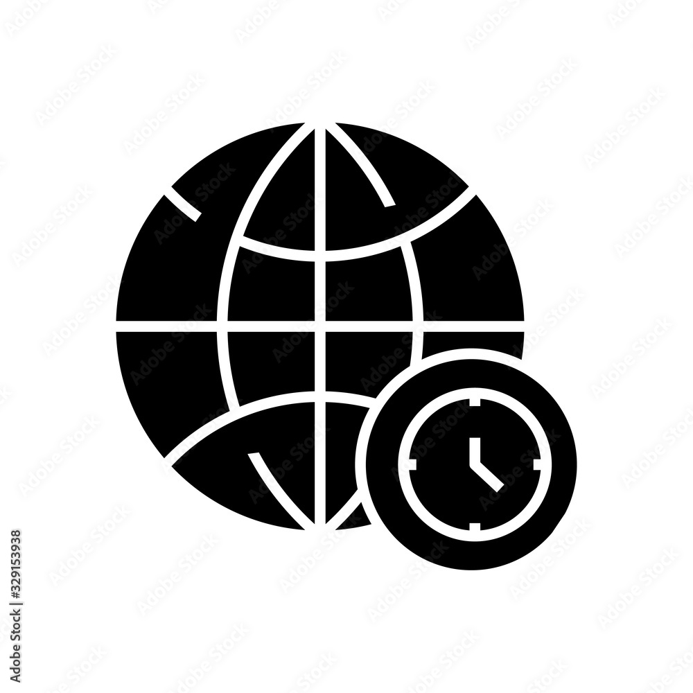 Time zones black icon, concept illustration, vector flat symbol, glyph sign. Time zones black icon, concept illustration, vector flat symbol, glyph sign.