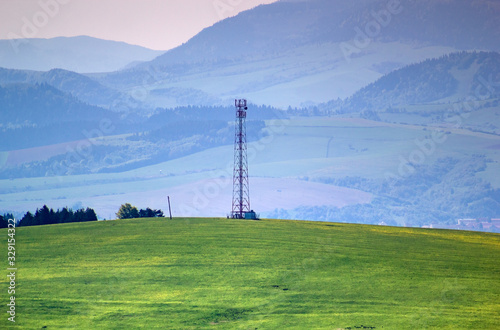 Cell tower in mountains. Western Beskids. Near Litmanova, Slovakia.