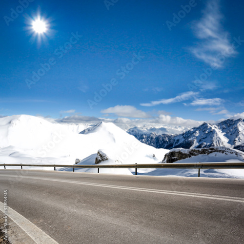 Winter road of free space for your decoration and landscape of mountains. 