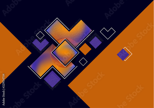 Colorful decorative composition, abstract geometric shapes texture on black. Universal cover template graphic design, minimal background pattern.