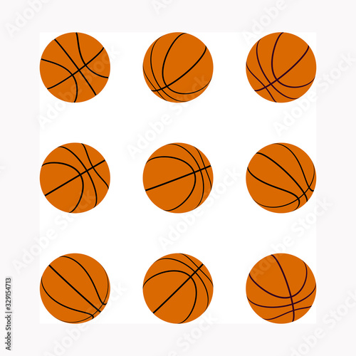 Set of basketball balls with different rotation angles. 3d © Maxim P