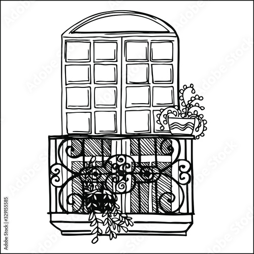 Balcony with flower pot
