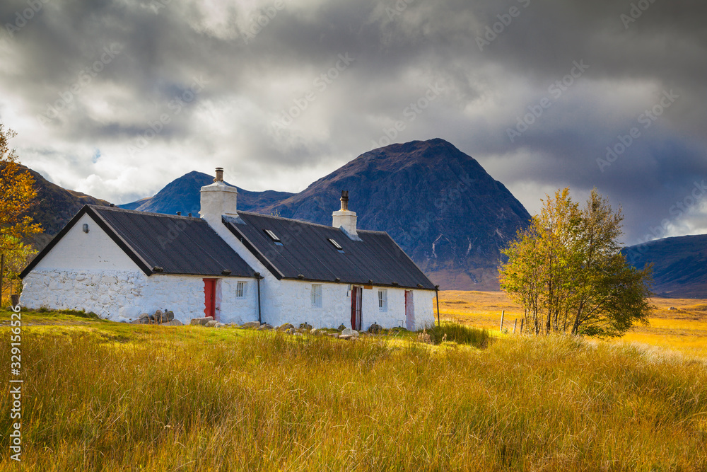 White cottage in the Scottish Highlands