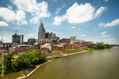 City of Nashville Tennessee on the Cumberland River in Tennessee USA