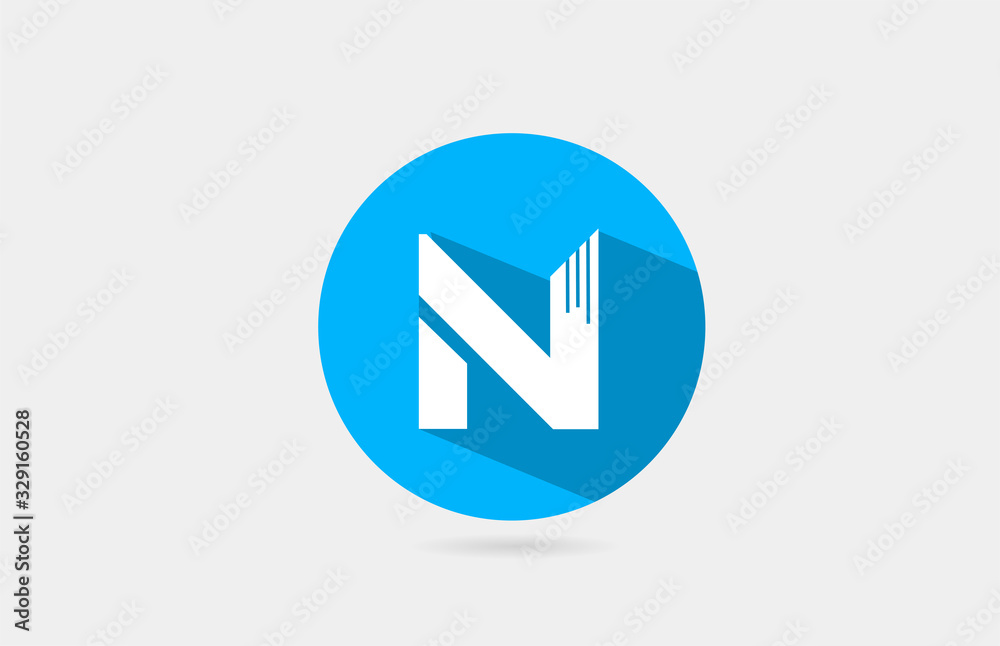 N alphabet letter logo long shadow blue white icon design for company and business N alphabet letter logo long shadow blue white icon design for company and business