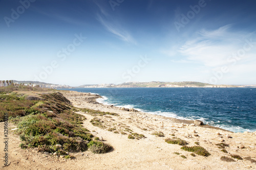 Seascape near Qawra Point Beach in Malta