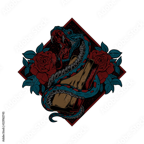 snake screenprinting vector illustration