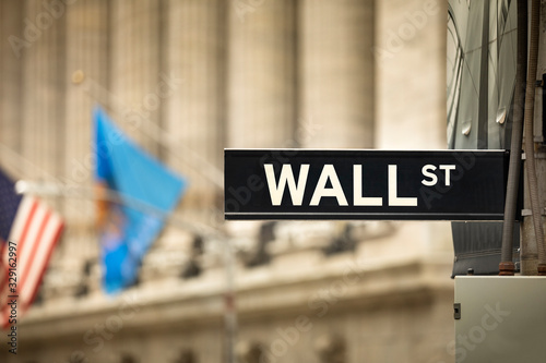New York stock exchange sign on Wall Street, Manhattan New York USA