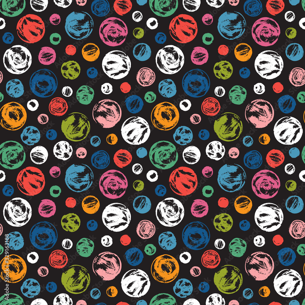 Circles Dry Paint Brush Stroke Vector Seamless Pattern. Hand drawn Polka dot background Circles Dry Paint Brush Stroke Vector Seamless Pattern. Hand drawn Polka dot background