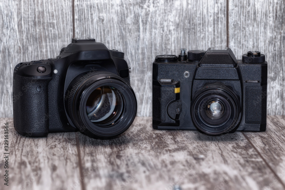 Evolution of cameras from film to digital SLR Stock Photo Adobe Stock