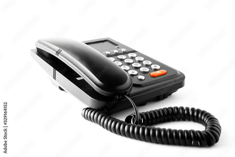 Black phone on white background Black phone on white background