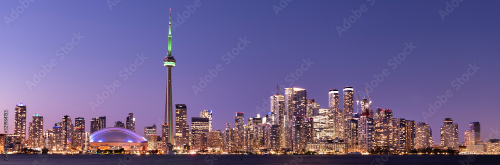 Downtown Toronto Canada panoramic cityscape skyline view over Lake Ontario