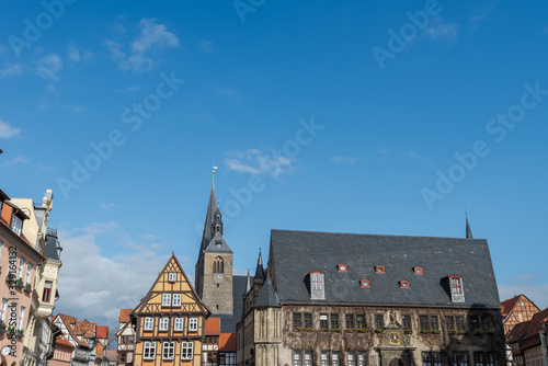 Town hall square of Quedlinburg, Germany on sunny day
