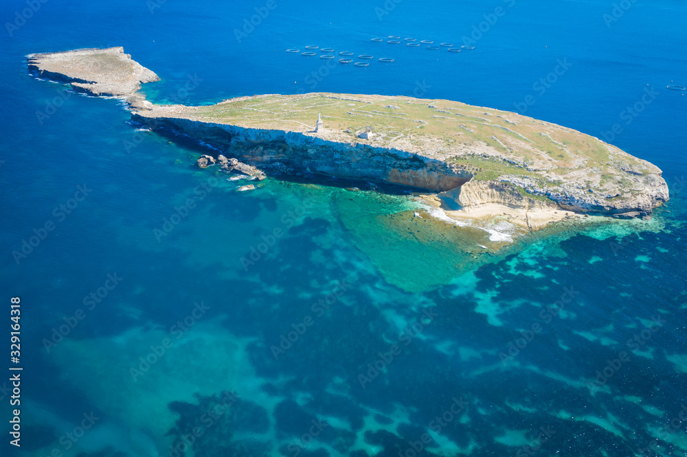 Aerial view of the St Pauls Island off the north east coast of Malta.