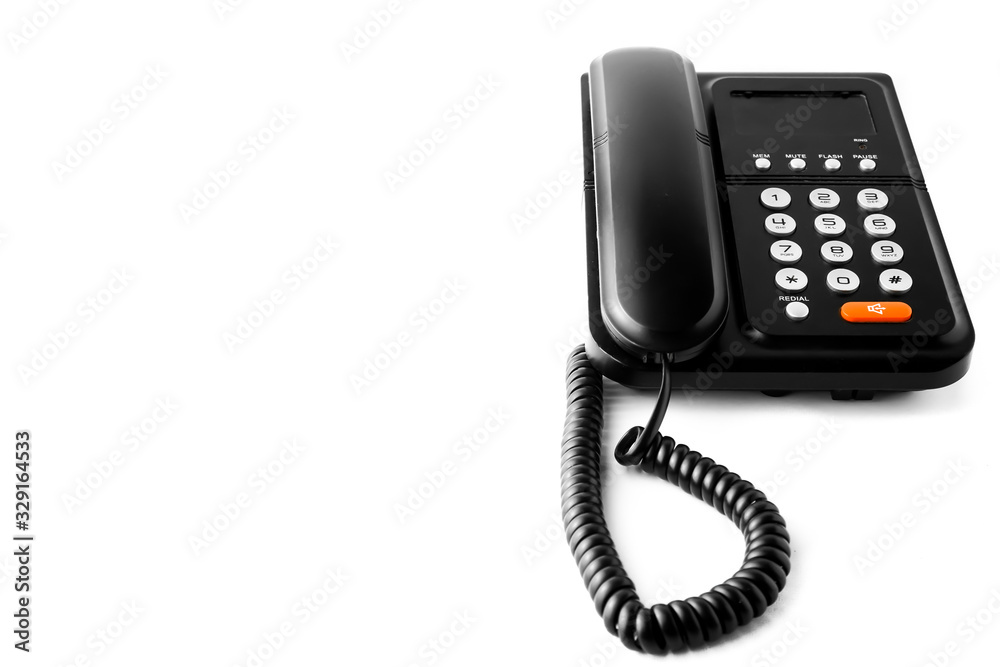 Black phone on white background Black phone on white background