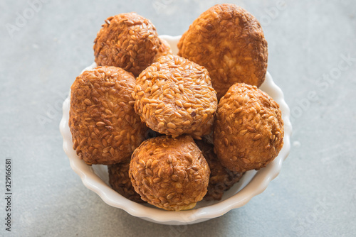 Til ke laddu of sesame seeds photo