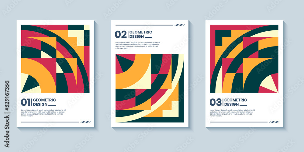 Set of three abstract retro style covers backgrounds with geometric shape. Colorful geometry backgrounds, applicable for Cover, Poster, Card Design Set of three abstract retro style covers backgrounds with geometric shape. Colorful geometry backgrounds, applicable for Cover, Poster, Card Design
