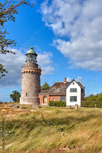 Hammeren Lighthouse  Hammeren Fyr  deactivated in 1990  located on the Hammeren peninsula on the northwestern tip of Bornholm island  Denmark.