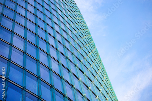 Glass facade of a building close-up