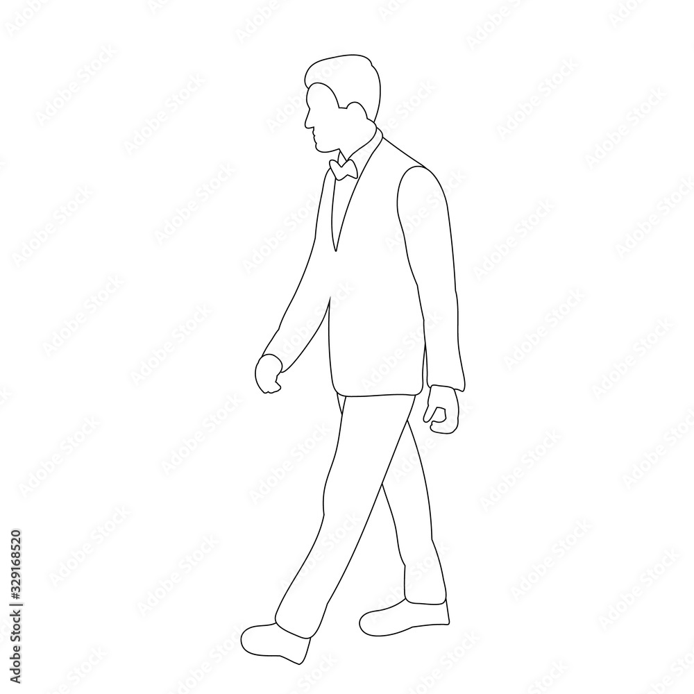 vector, isolated, contour, sketch of a man in a jacket vector, isolated, contour, sketch of a man in a jacket