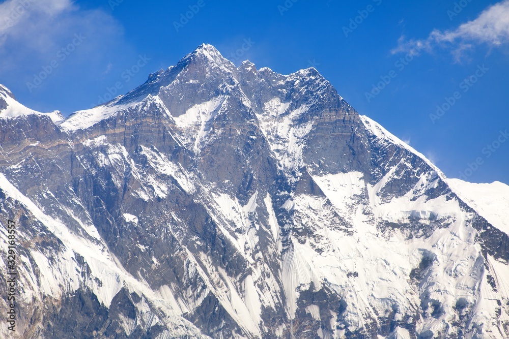 View of top of Lhotse, Nepal Himalayas mountains