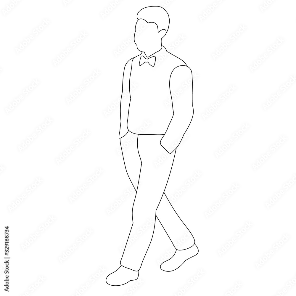 isolated, contour, sketch man is walking isolated, contour, sketch man is walking