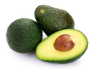 Fresh avocado on white background