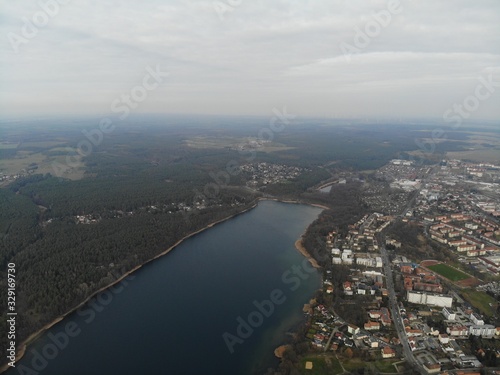 Aerial view of Strausberg town with Straussee © Sahara Frost