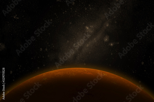 Fototapeta Naklejka Na Ścianę i Meble -  Big red planet on a background of the starry sky. Mars. Background Universe