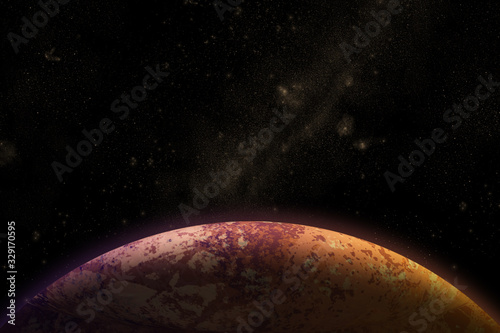 Fototapeta Naklejka Na Ścianę i Meble -  Big red planet on a black sky. Mars. Background Universe. Horizontal orientation.