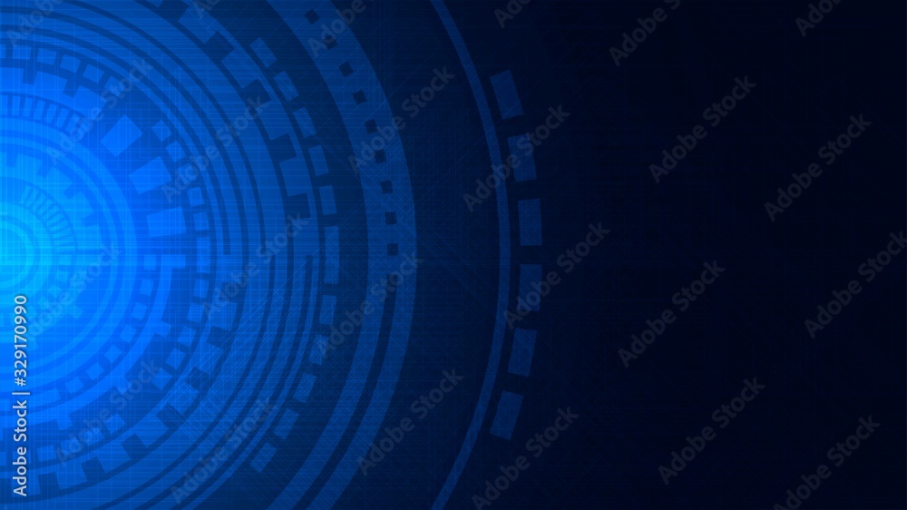 Abstract technology dark background with blue luminous circles and rings Abstract technology dark background with blue luminous circles and rings