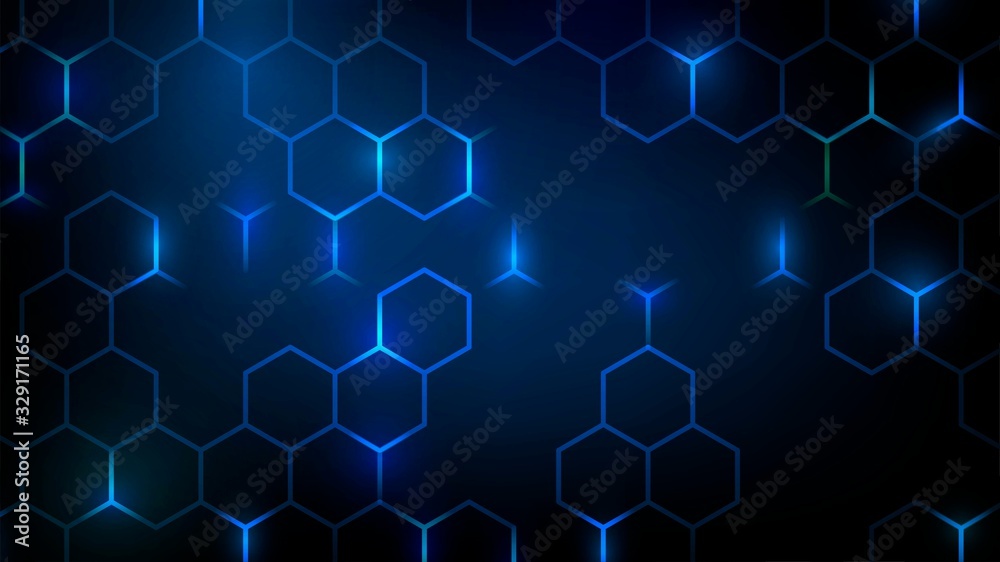 custom made wallpaper toronto digitalAbstract technology dark background with blue luminous hexagons