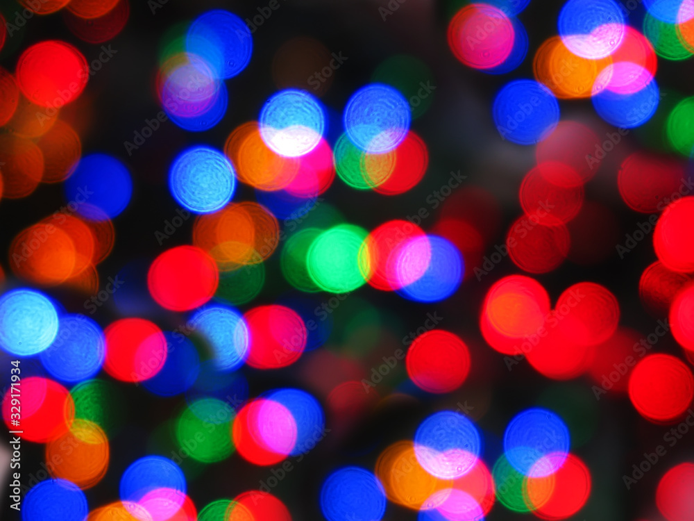 Colorful Christmas abstract blurred multicolored lights
