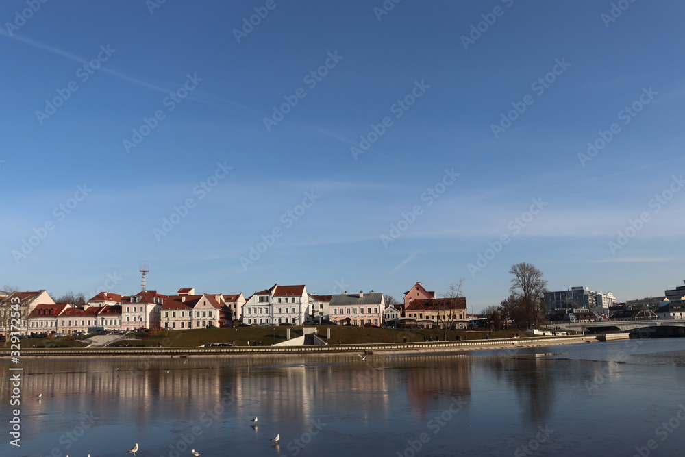 Obraz premium Minsk city suburb view whilst walking in spring