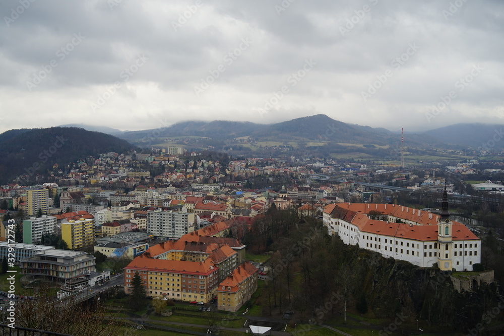 Aerial view of city Decin, Czechia