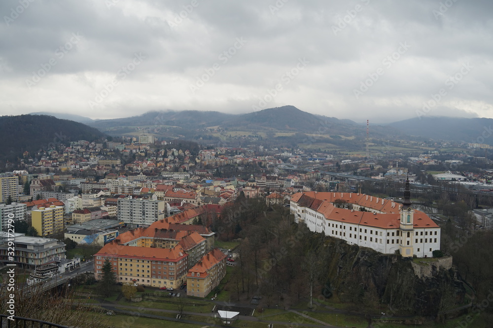Fototapeta premium Aerial view of city Decin, Czechia