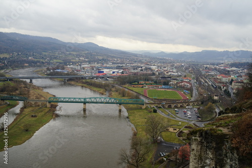 Aerial view of city Decin, Czechia