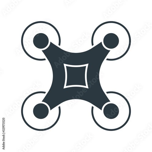 Glyph drone symbol on white isolated background.