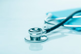 Stethoscope on Blue Background Healthcare