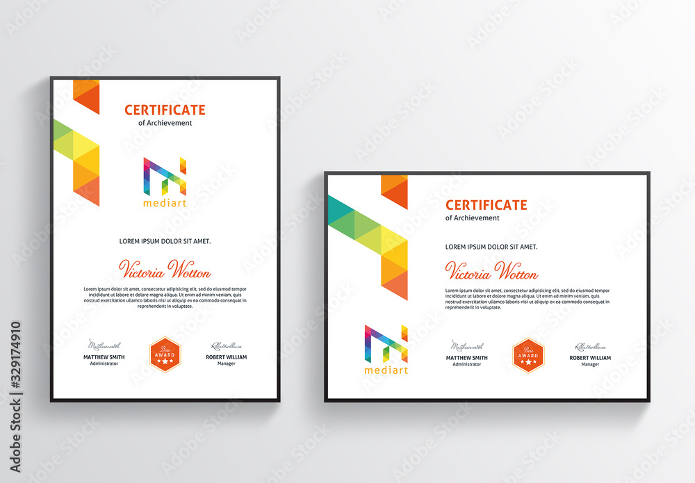 Certificate Layout with Colorful Design Elements Stock Template | Adobe ...