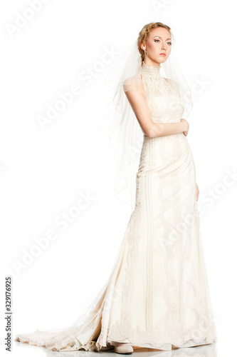 Bride in beautiful white dress