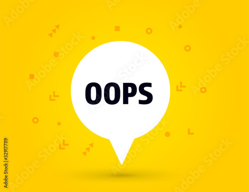 Oops speech bubble banner pop art memphis style