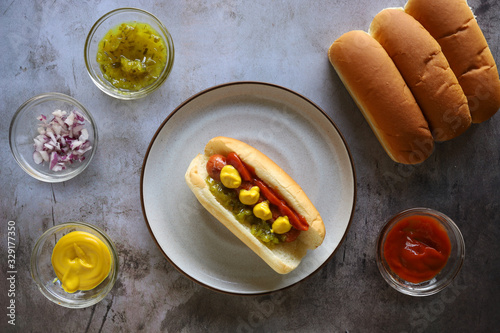 Hot Dog with Condiments